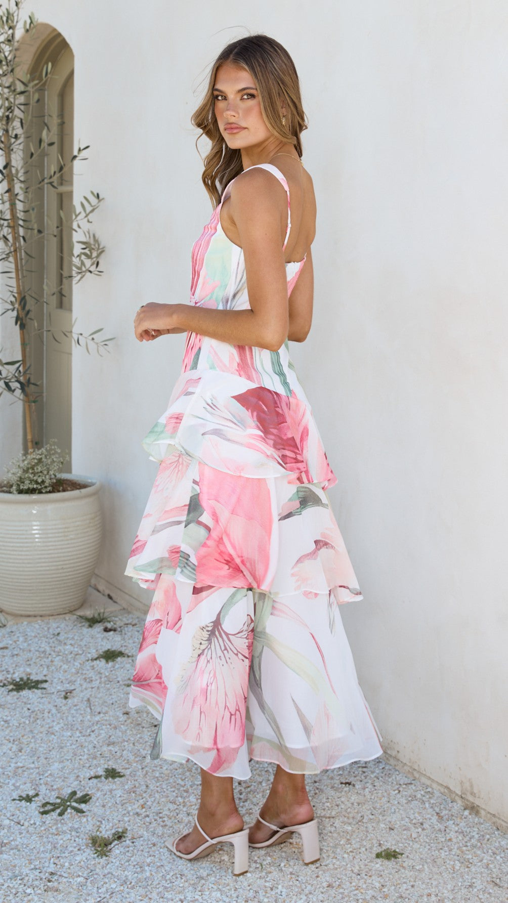 reina tiered mesh floral maxi dress Reina Tiered Maxi Dress - Pink Floral - Buy Women's Dresses