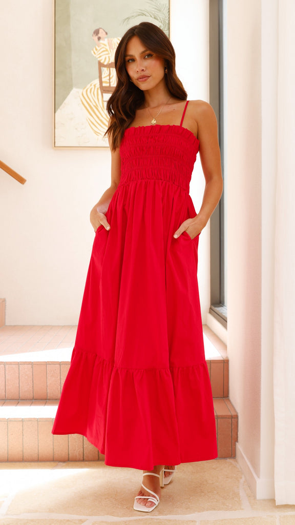 Olivera Maxi Dress - Red - Billy J