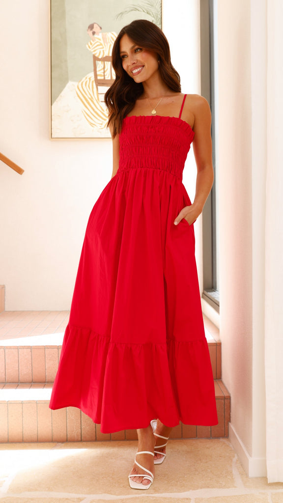 Olivera Maxi Dress - Red - Billy J