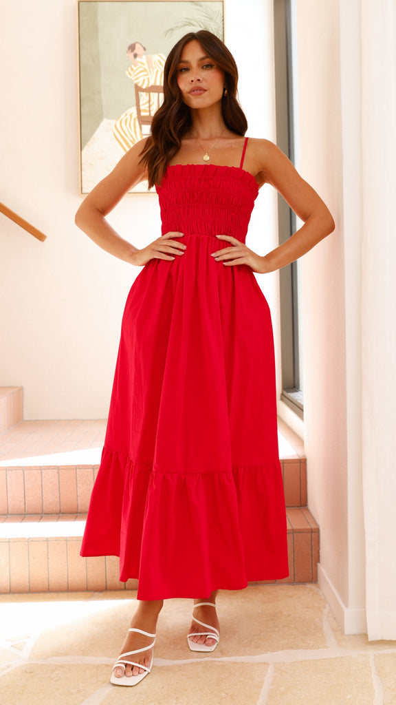 Olivera Maxi Dress - Red - Billy J