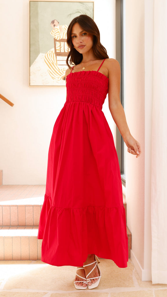 Olivera Maxi Dress - Red - Billy J