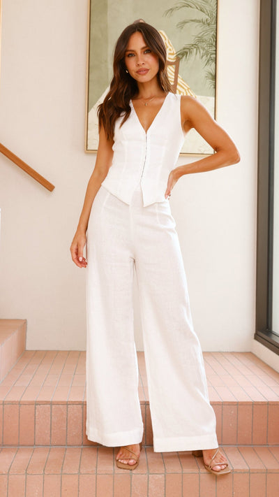 Load image into Gallery viewer, Brianne Linen Vest - White - Billy J
