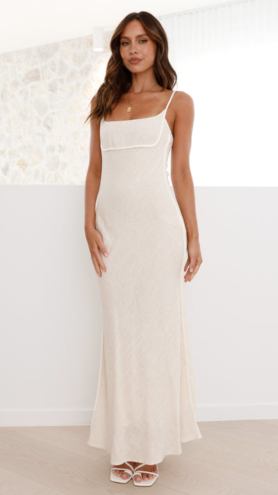 Load image into Gallery viewer, Scarlette Maxi Dress - Beige/White
