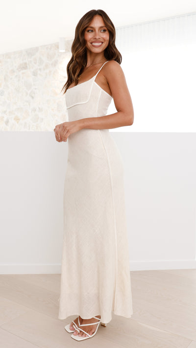 Load image into Gallery viewer, Scarlette Maxi Dress - Beige/White - Billy J
