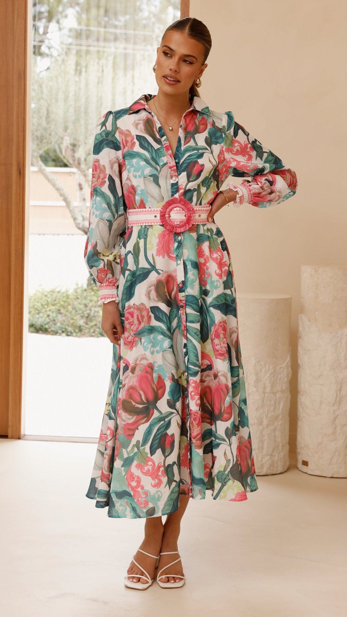 Aida Long Sleeve Maxi Dress - Spritz Pink - Billy J