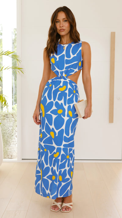 Load image into Gallery viewer, Damiana Maxi Dress - Blue Daisy
