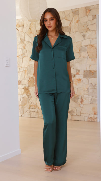 Load image into Gallery viewer, Courtney Button Up Shirt - Emerald - Billy J
