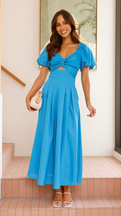 Load image into Gallery viewer, Christina Maxi Dress - Blue - Billy J
