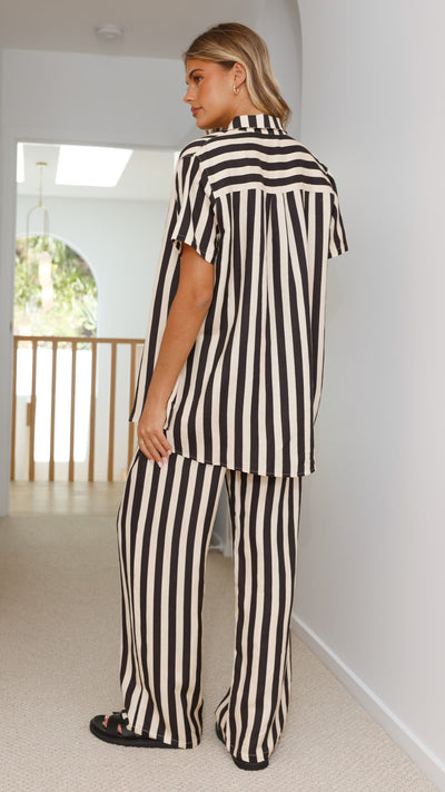 Load image into Gallery viewer, Essie Shirt - Black/Beige Stripe
