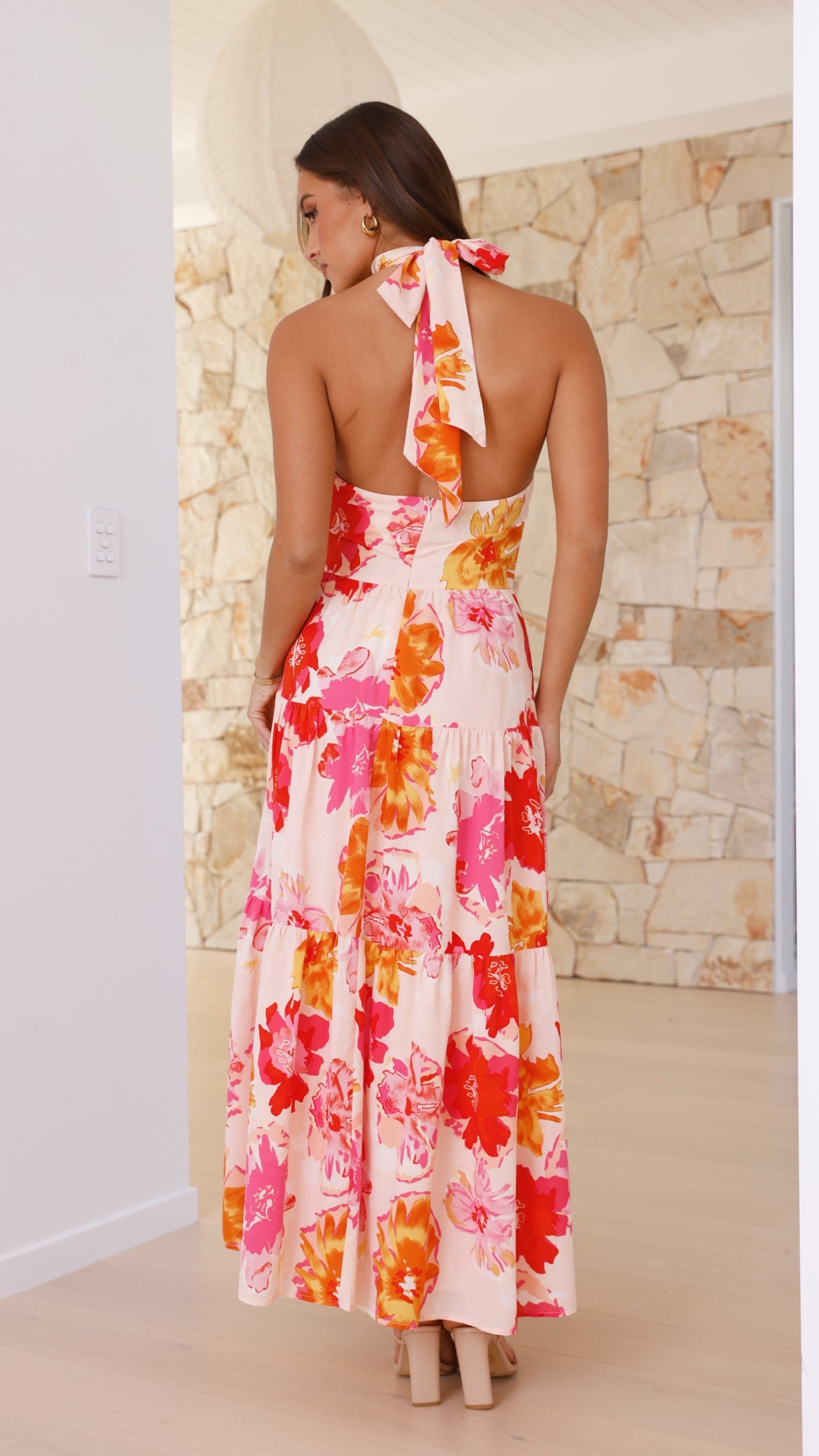 Najila Maxi Dress - Pink / Orange Floral - Billy J