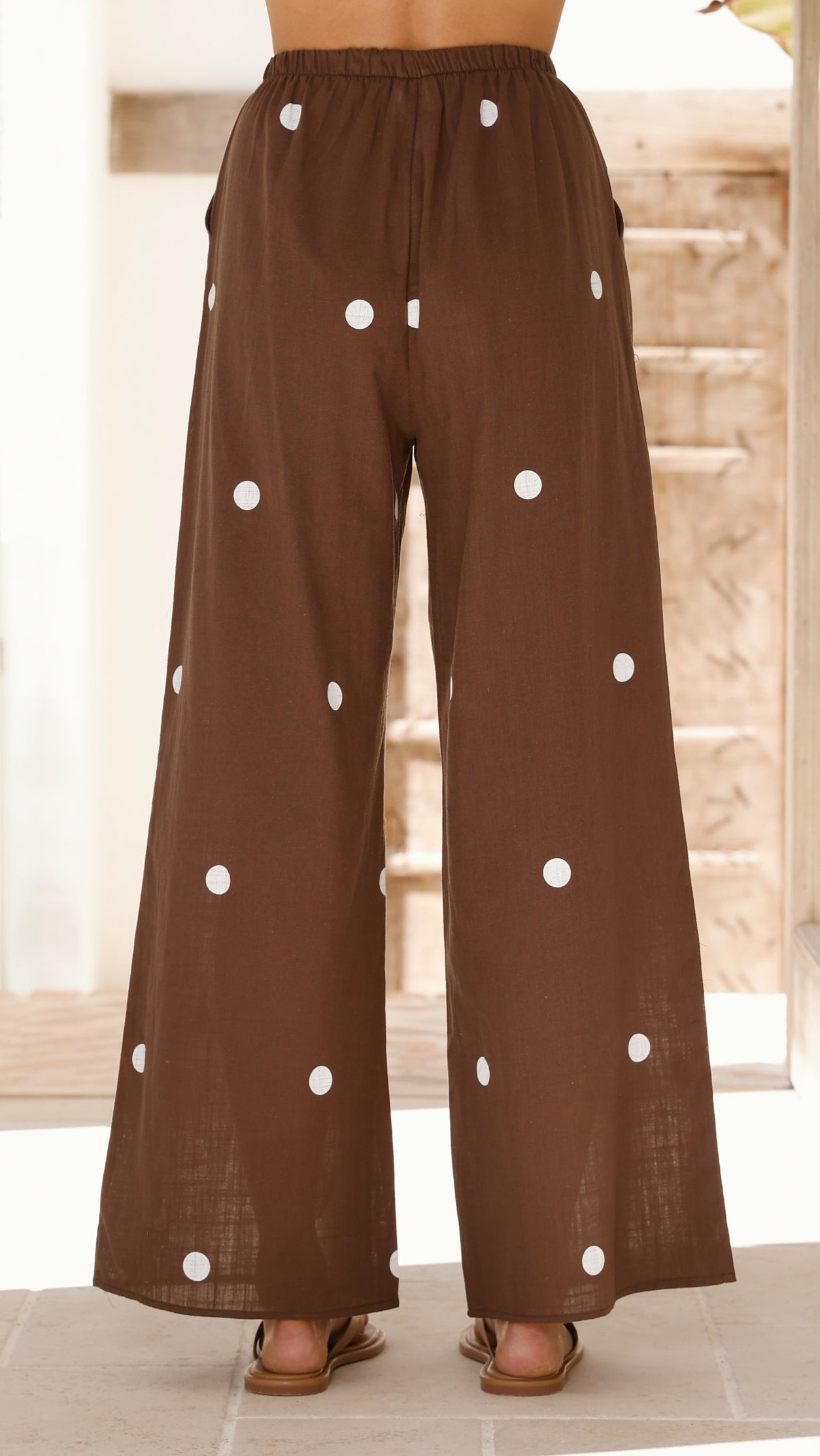 Kailani Strapless Top and Pants Set - Chocolate / White Polka Dot - Billy J