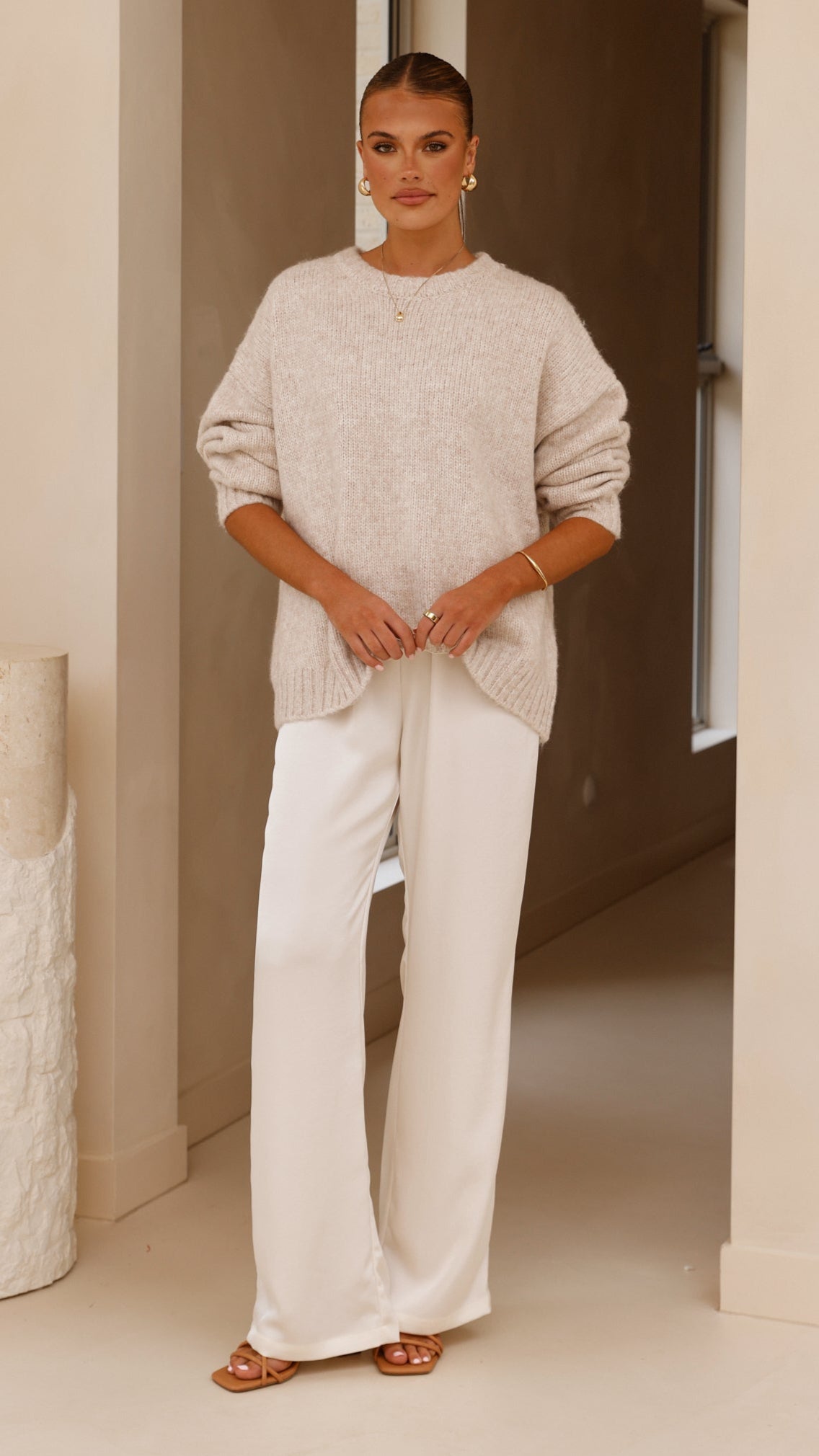 Mila Knit Jumper - Oatmeal - Billy J