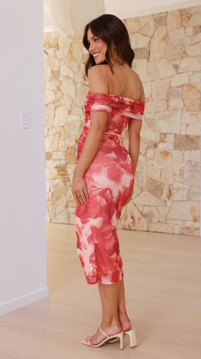 Load image into Gallery viewer, Palesa Midi Dress - Red Floral - Billy J
