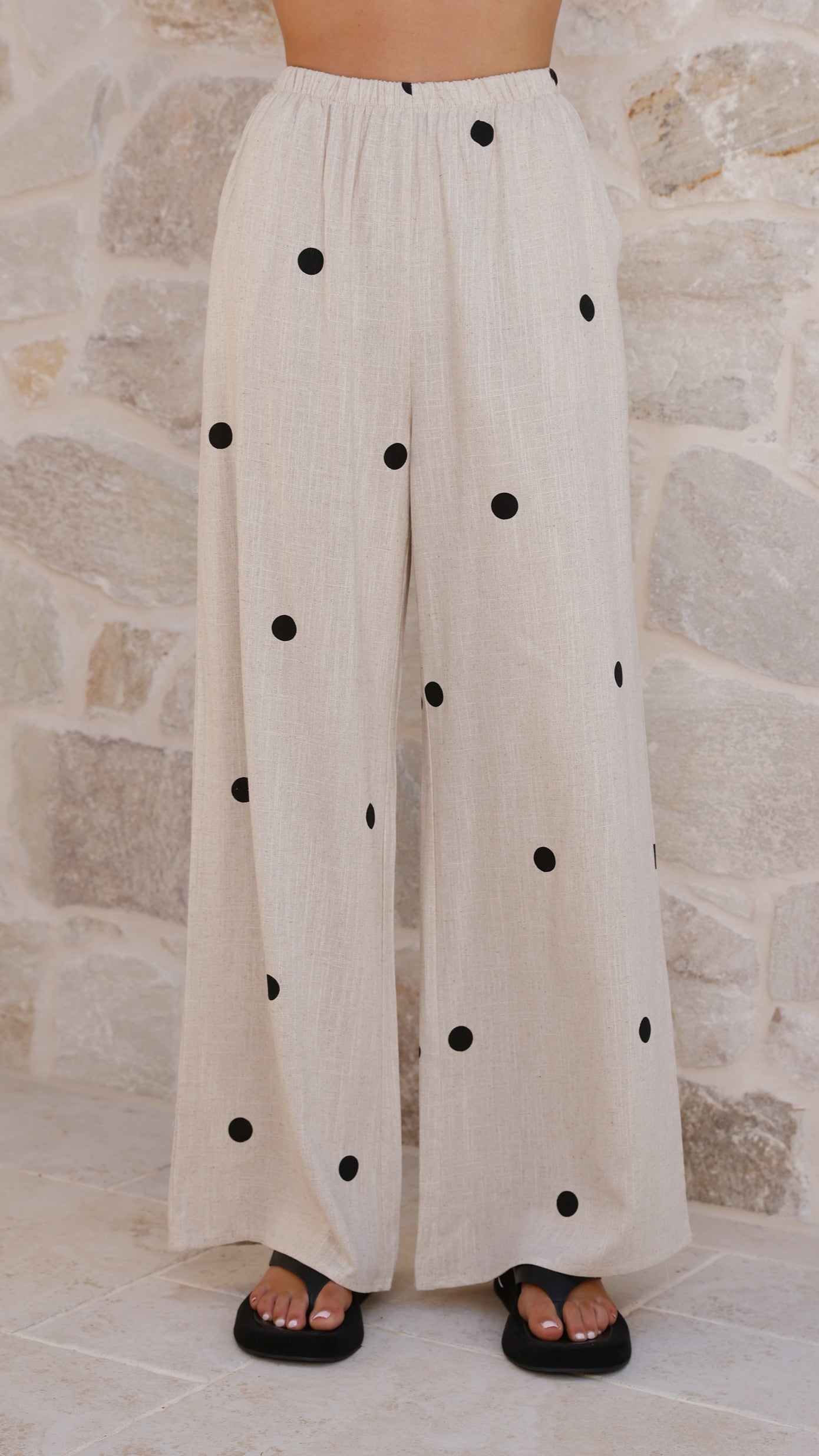 Kailani Strapless Top and Pants Set - Oatmeal / Black Polka Dot - Billy J