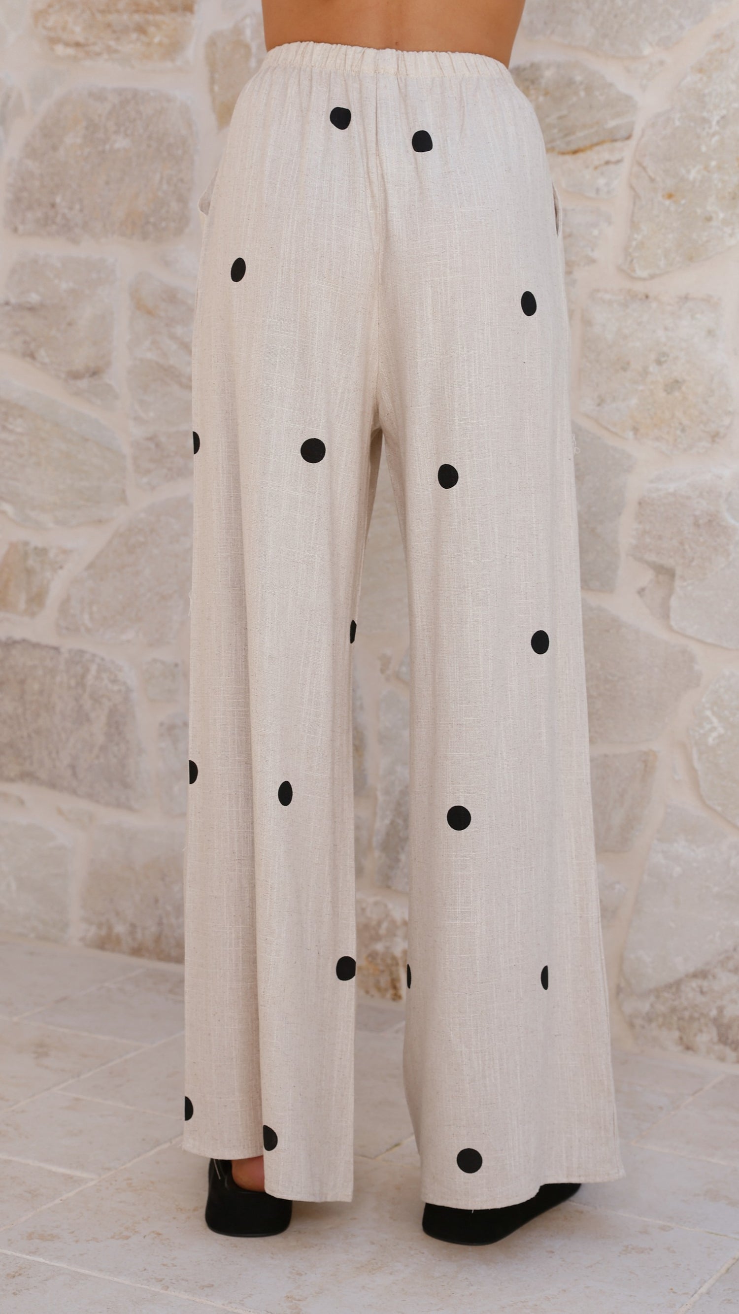 Kailani Strapless Top and Pants Set - Oatmeal / Black Polka Dot - Billy J
