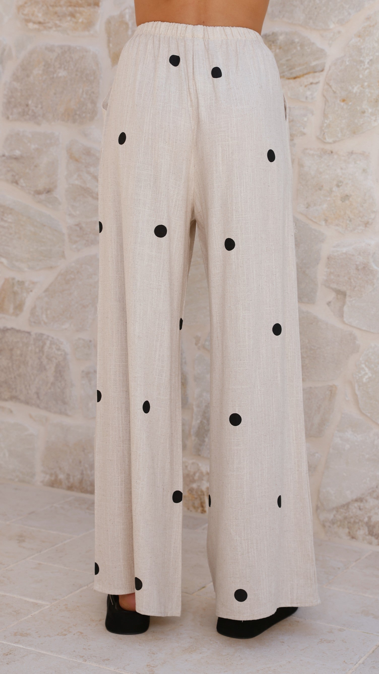 Kailani Strapless Top and Pants Set - Oatmeal / Black Polka Dot - Billy J