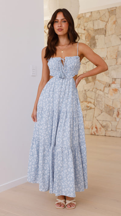 Load image into Gallery viewer, Vella Midi Dress - Blue Floral - Billy J

