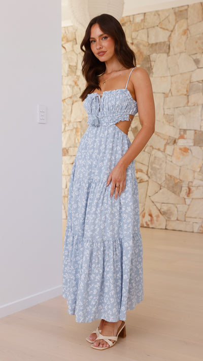 Load image into Gallery viewer, Vella Midi Dress - Blue Floral - Billy J
