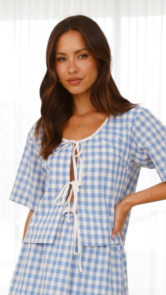 Madison Top - Blue/White Gingham - Billy J