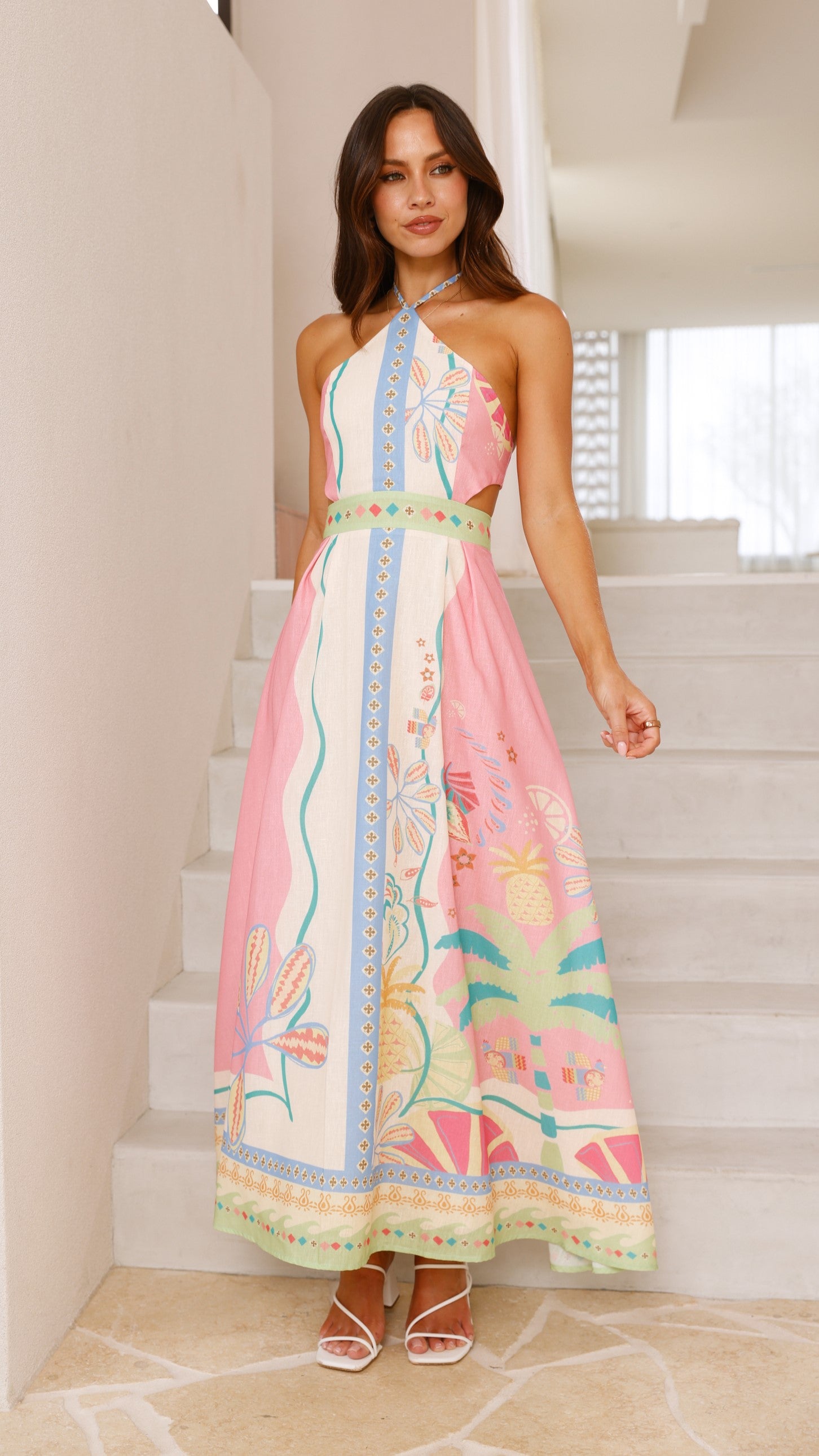 Aviana Maxi Dress - Pink Multi - Billy J