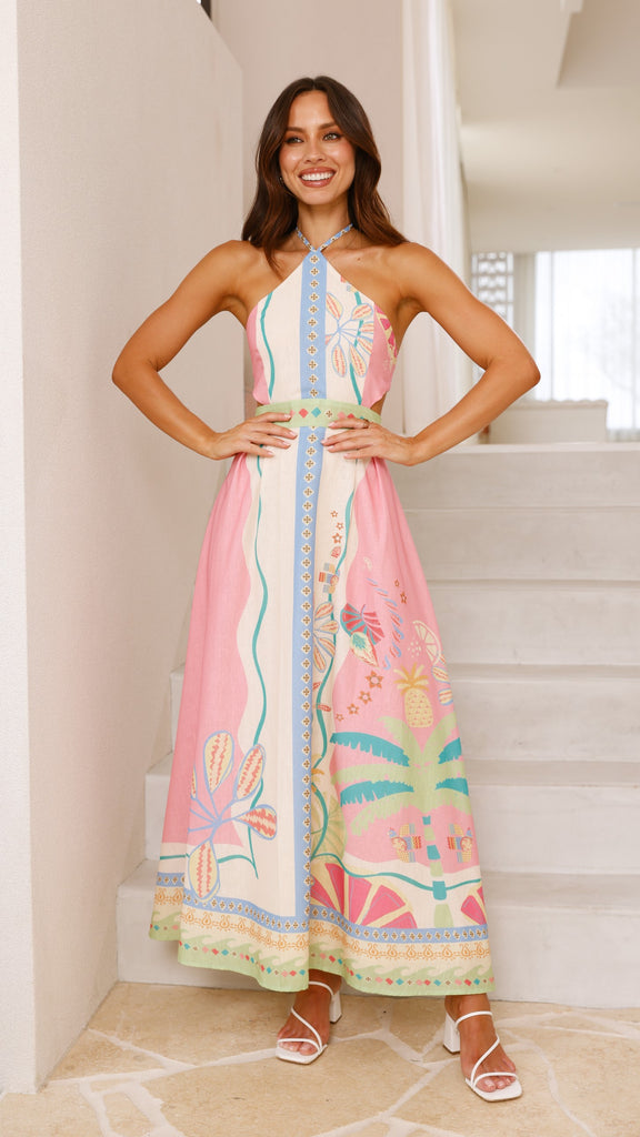 Aviana Maxi Dress - Pink Multi - Billy J