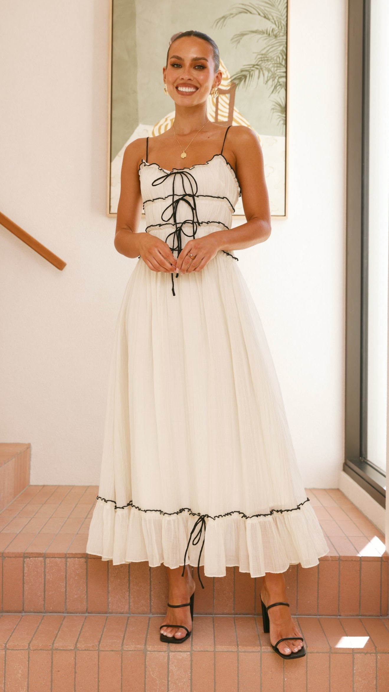 Halo Maxi Dress - White / Black - Billy J