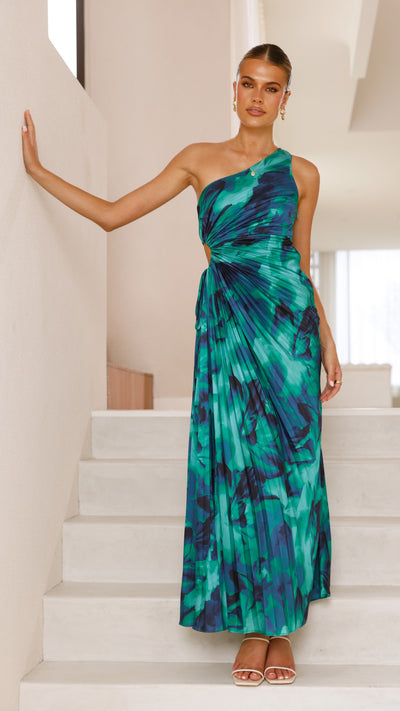 Load image into Gallery viewer, Laken Maxi Dress - Green Print - Billy J
