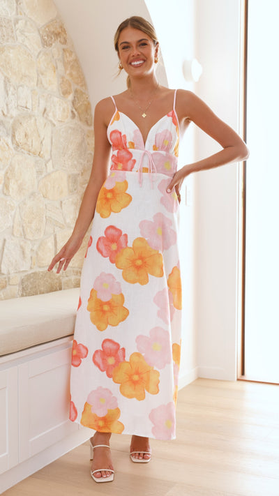 Load image into Gallery viewer, Fahri Maxi Dress - Pink Floral - Billy J
