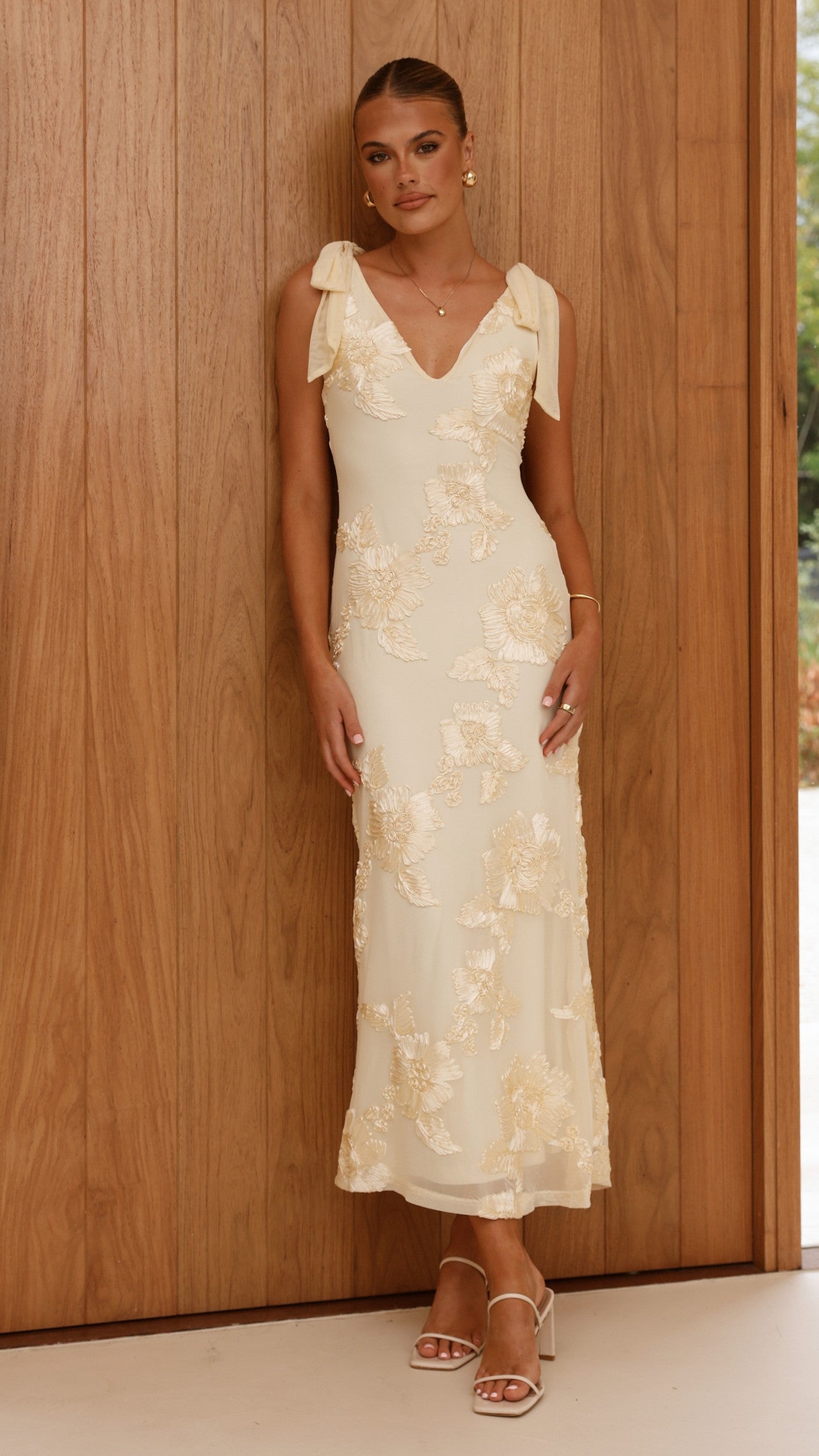 Usha Tie Strap Maxi Dress - Yellow - Billy J