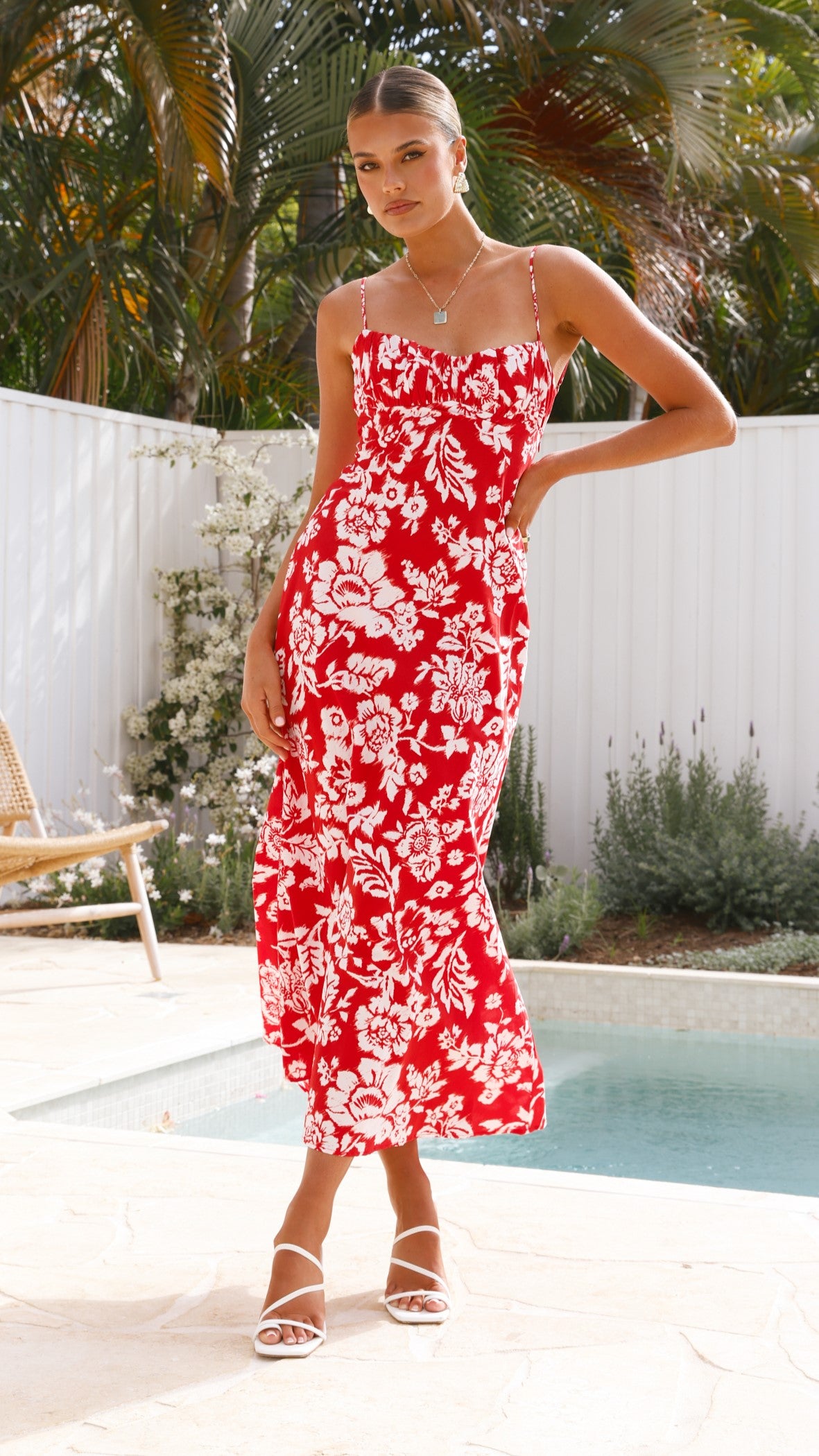 Margie Midi Dress - Red Floral - Billy J