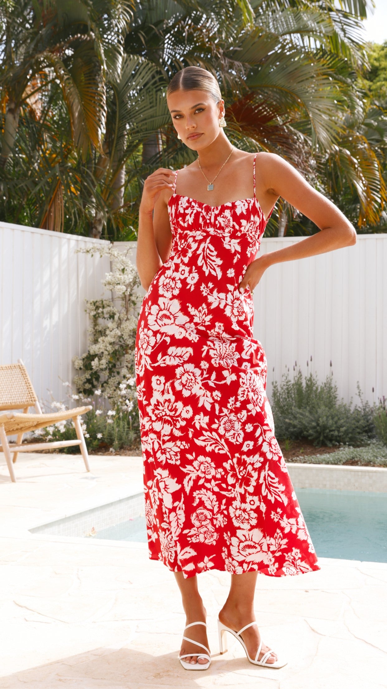 Margie Midi Dress - Red Floral - Billy J