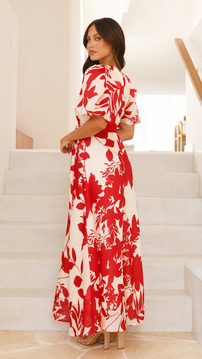 Load image into Gallery viewer, Nakula Maxi Dress - Red Floral - Billy J
