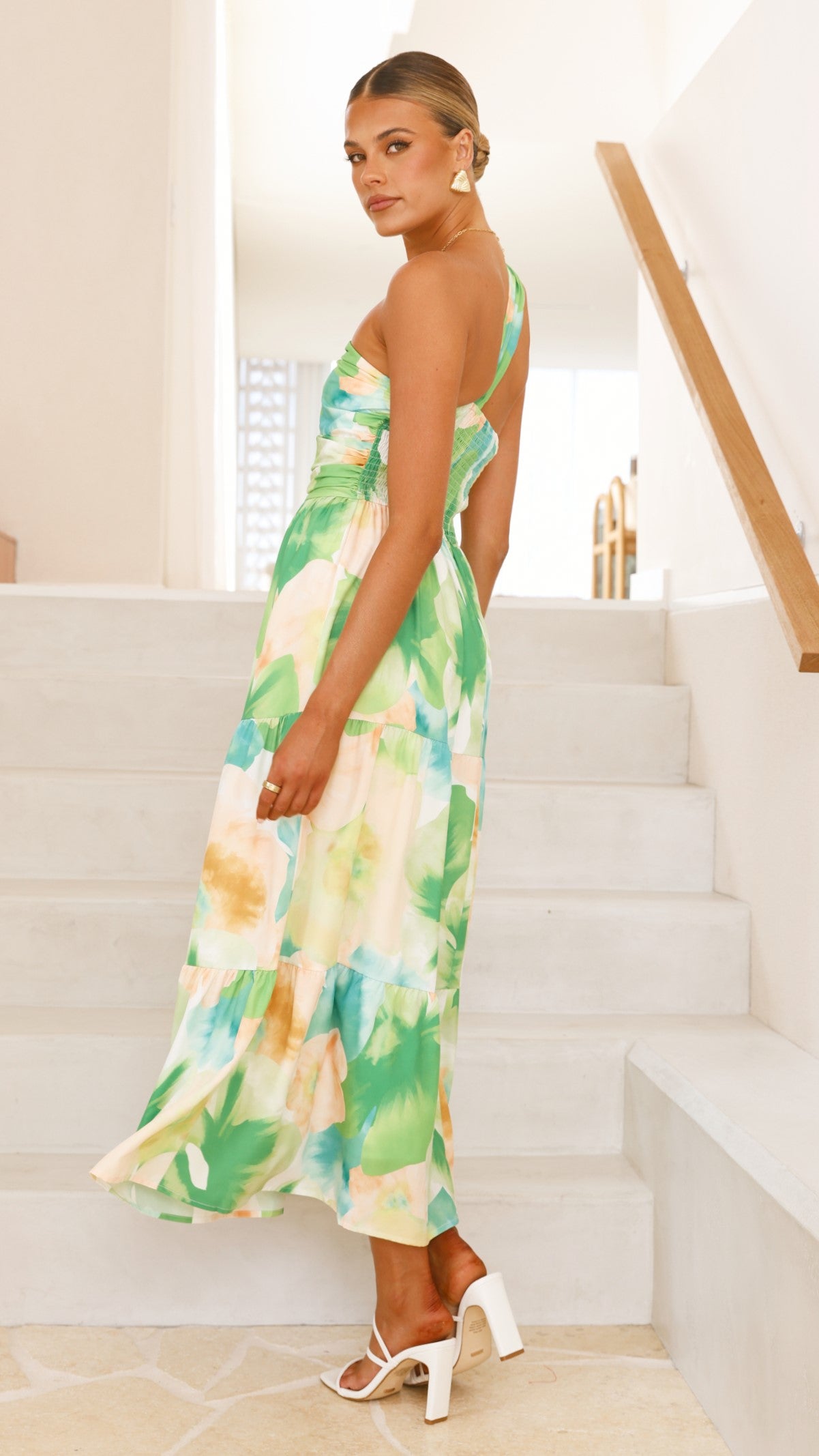 Nancy Maxi Dress - Green Floral - Billy J