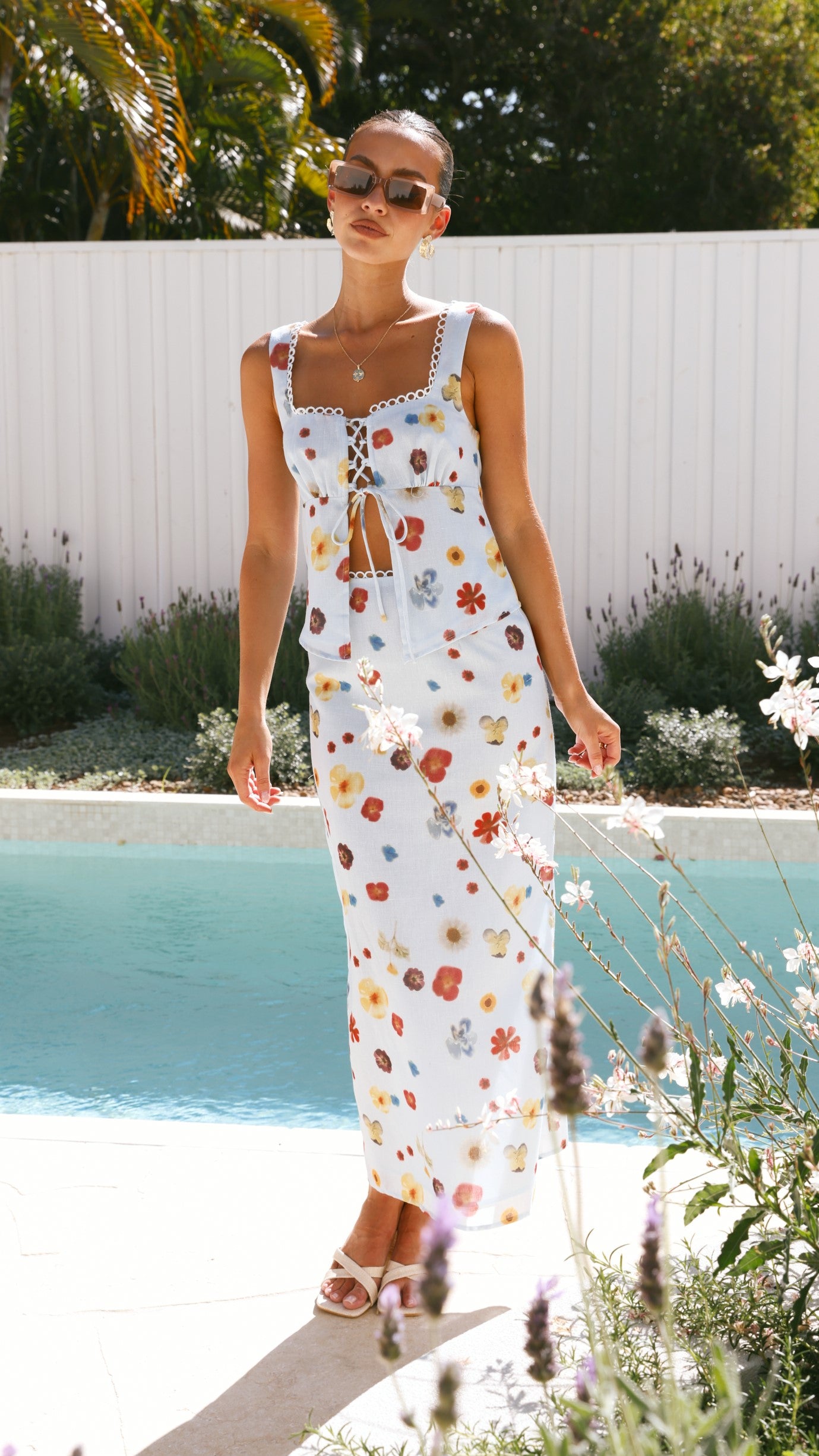 Vaiana Maxi Skirt - Blue / Floral - Billy J