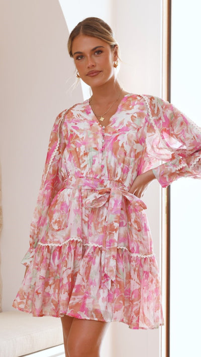 Load image into Gallery viewer, Flora Mini Dress - Pink Floral

