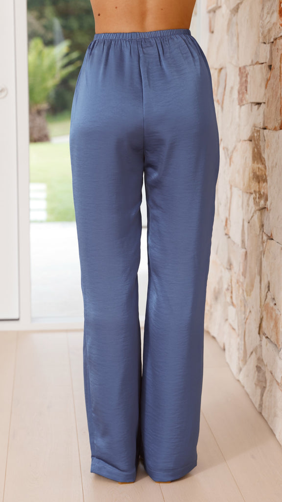 Imogen Button Pants - Steel Blue