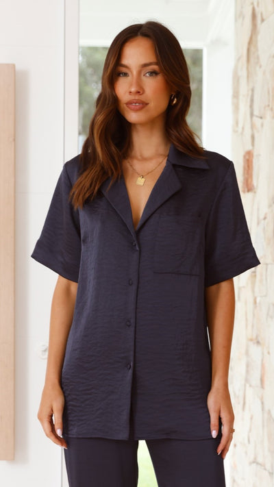 Load image into Gallery viewer, Courtney Button Up Shirt - Navy
