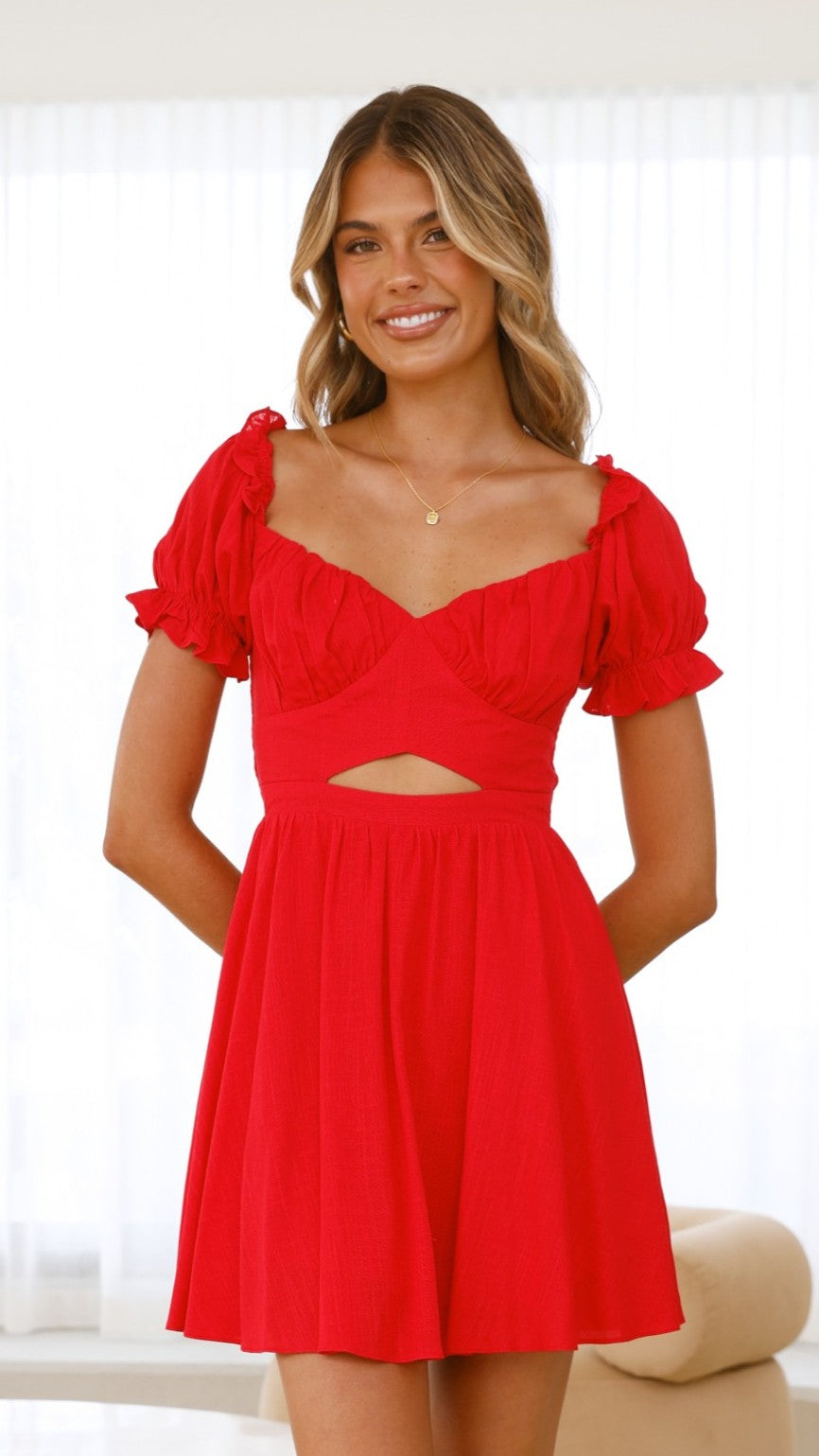 Magnolia Mini Dress - Red - Billy J