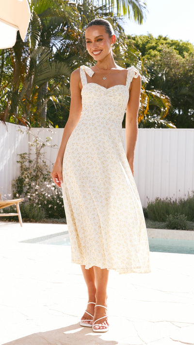 Load image into Gallery viewer, Blakely Midi Dress - Lemon Floral - Billy J
