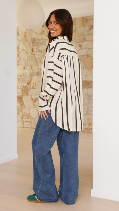 Load image into Gallery viewer, Maggie Shirt - Charcoal Stripe
