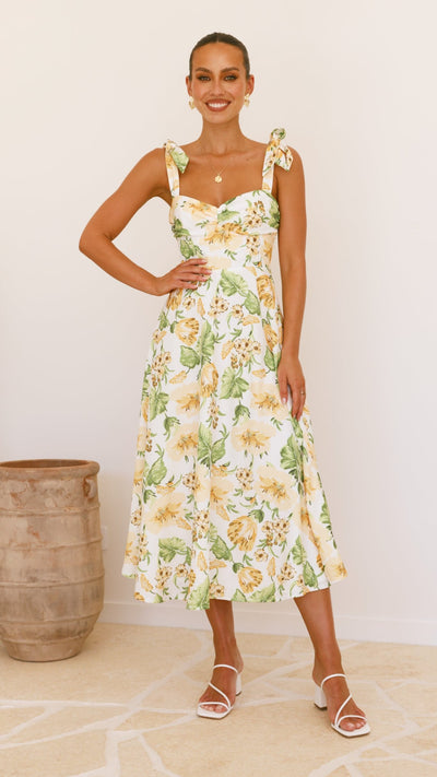 Load image into Gallery viewer, Blakely Midi Dress - Yellow Floral - Billy J
