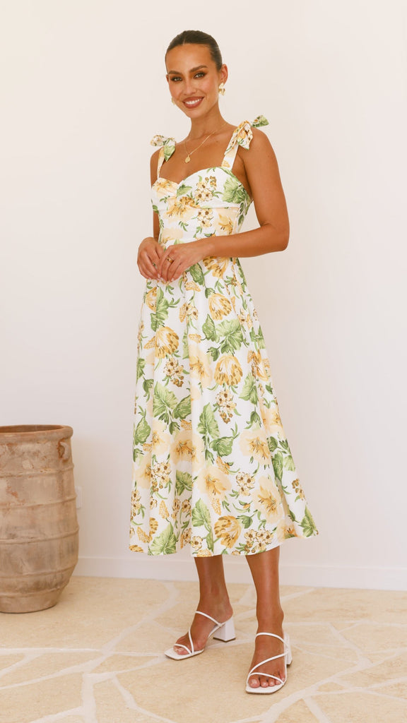 Blakely Midi Dress - Yellow Floral - Billy J