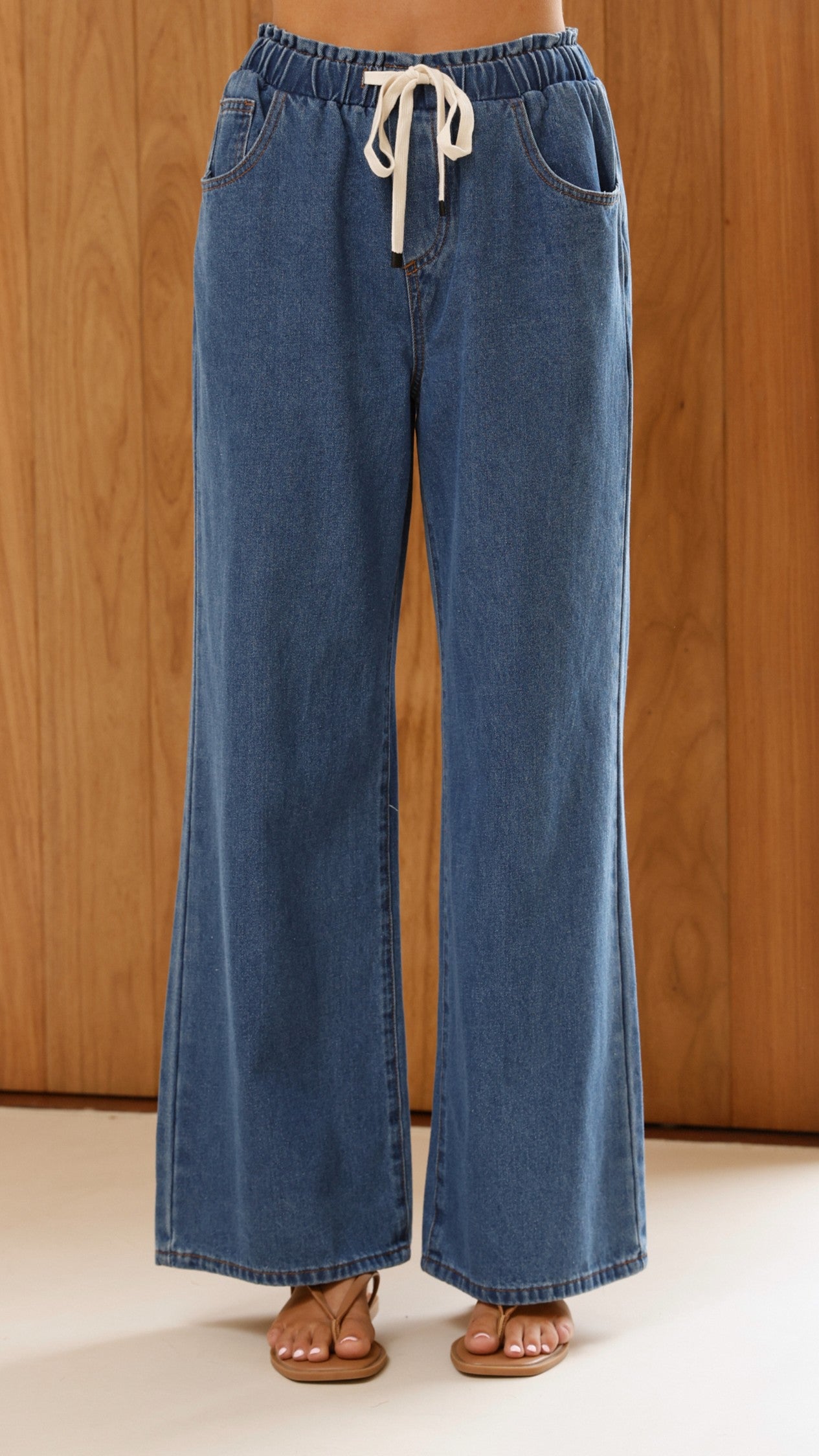 Elandra Wide Leg Pants - Dark Denim - Billy J