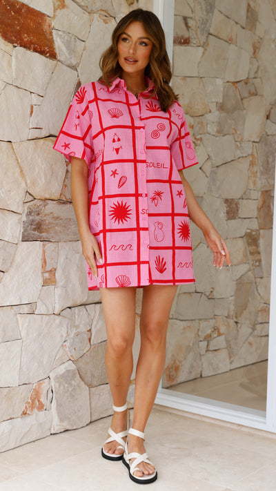 Load image into Gallery viewer, Frannie Shirt Dress - Pink Soleil
