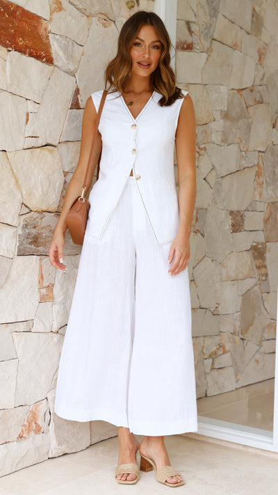 Load image into Gallery viewer, Jacoba Wide Leg Pants - White
