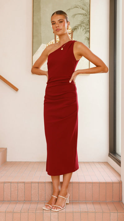 Load image into Gallery viewer, Alaina Midi Dress - Wine - Billy J
