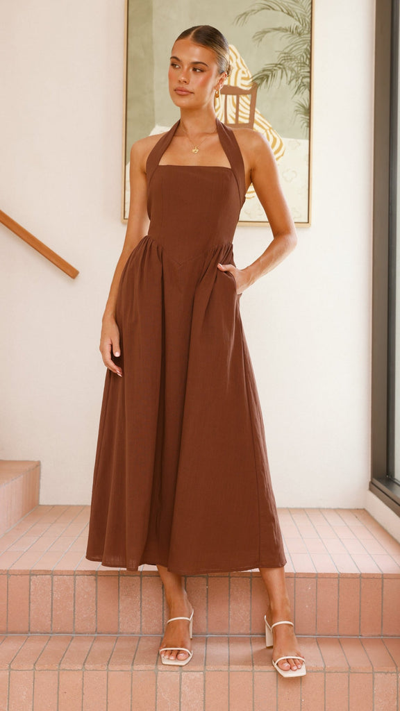 Caden Maxi Dress - Chocolate - Billy J