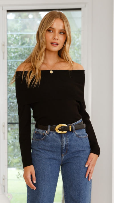 Load image into Gallery viewer, Reflexion Knit Top - Black - Billy J
