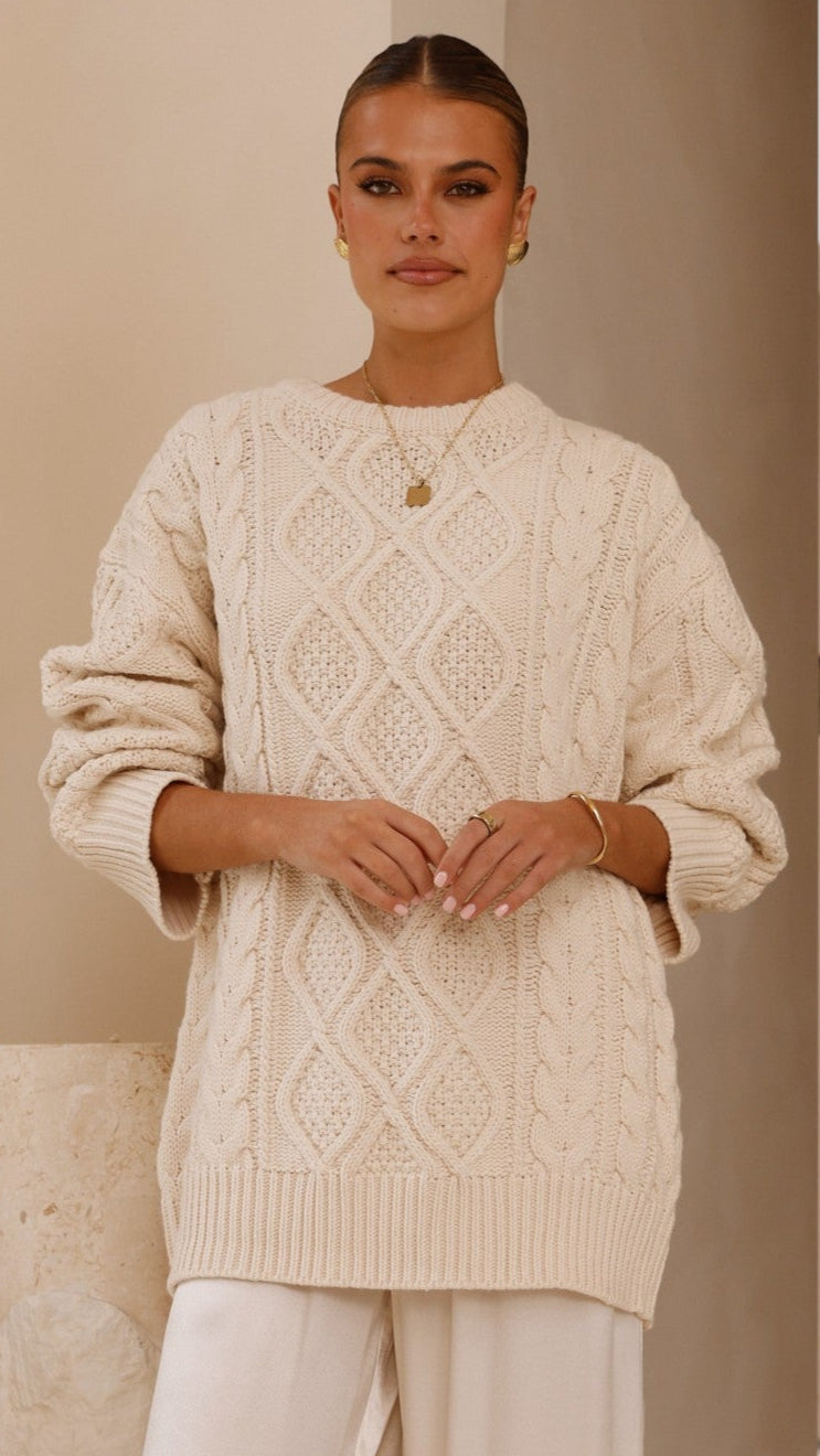 Luna Knit Sweater - Cream - Billy J