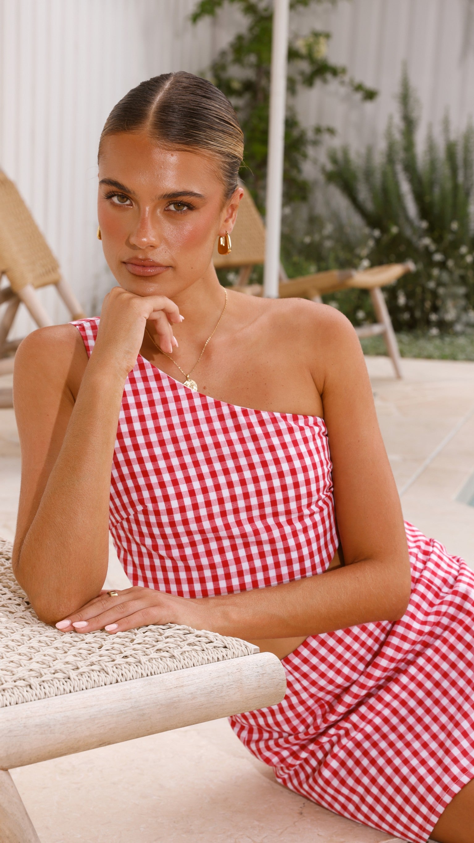 Jalena One Shoulder Top - Picnic Red - Billy J